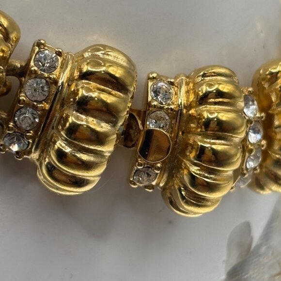 Camrose & Kross Gold-Tone & Rhinestone Link Bracelet JBK Mark 7" - Picture 4 of 10